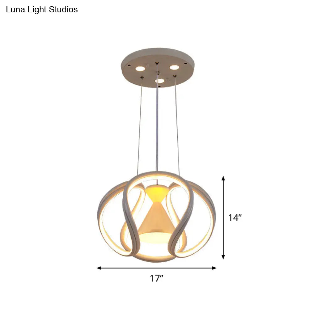 Modern White Led Acrylic Dining Room Pendant Light With Hourglass Design