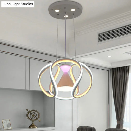 Modern White Led Acrylic Dining Room Pendant Light With Hourglass Design