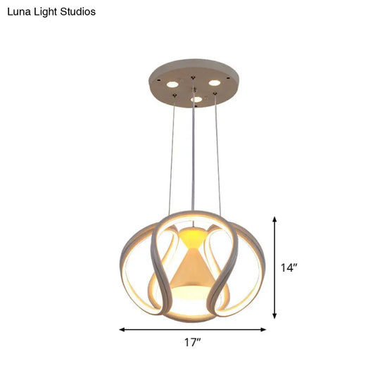 White Wave Led Pendant Lamp With Acrylic Hourglass Design For Modern Dining Rooms