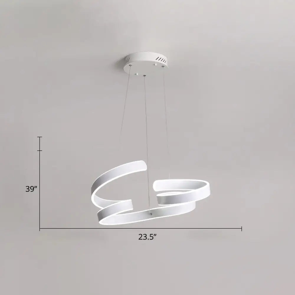 Modern White Led Ceiling Chandelier – Stylish Aluminum Hanging Light For Restaurants / 23.5’