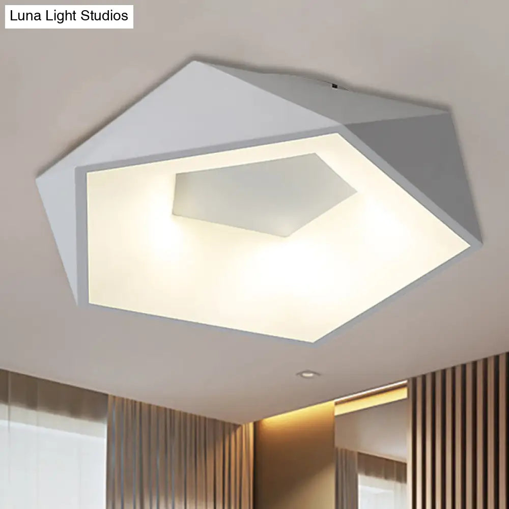 Modern White Led Ceiling Flush Light With Acrylic Diffuser White/Warm 18’/21.5’ Wide