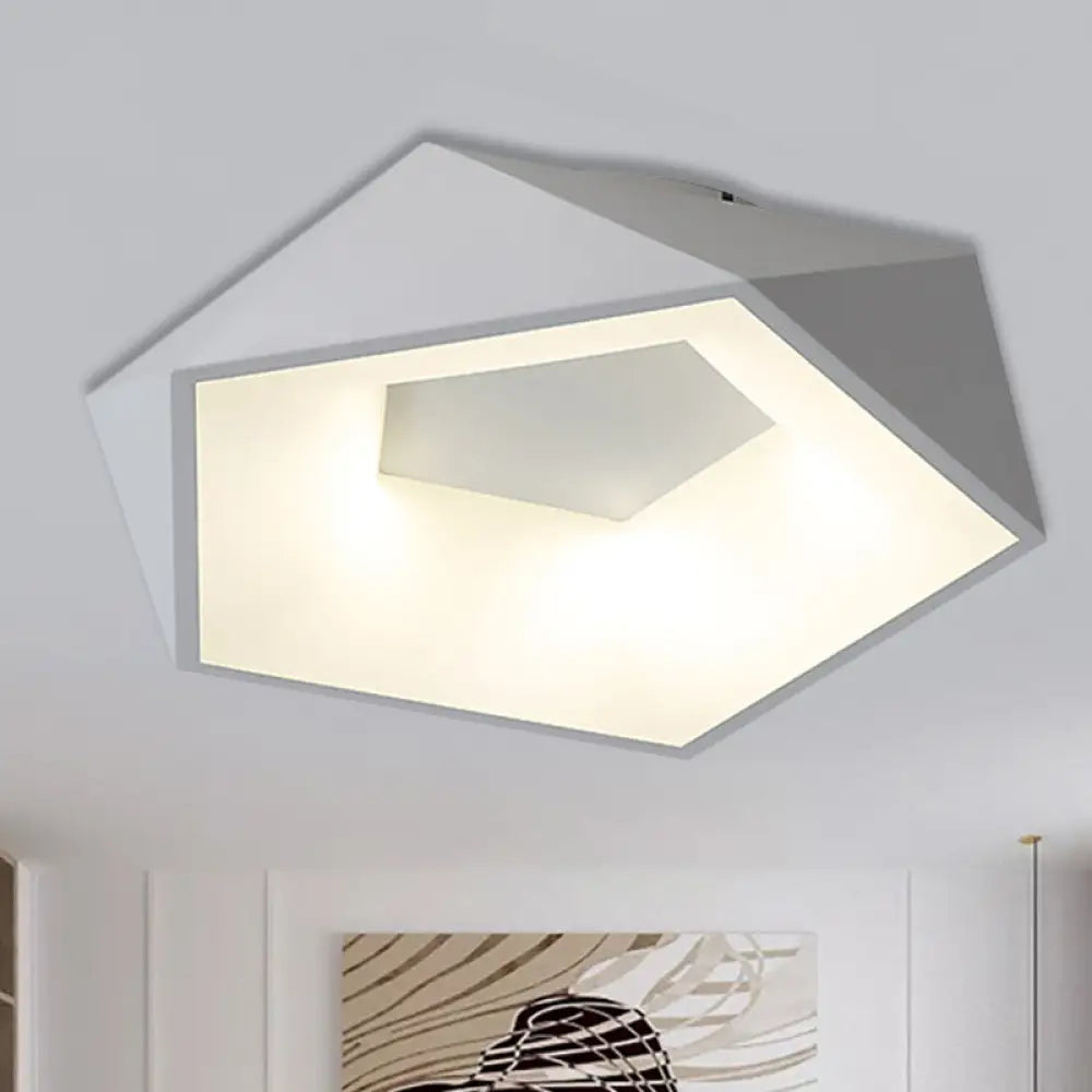 Modern White Led Ceiling Flush Light With Acrylic Diffuser White/Warm 18’/21.5’ Wide / 18’