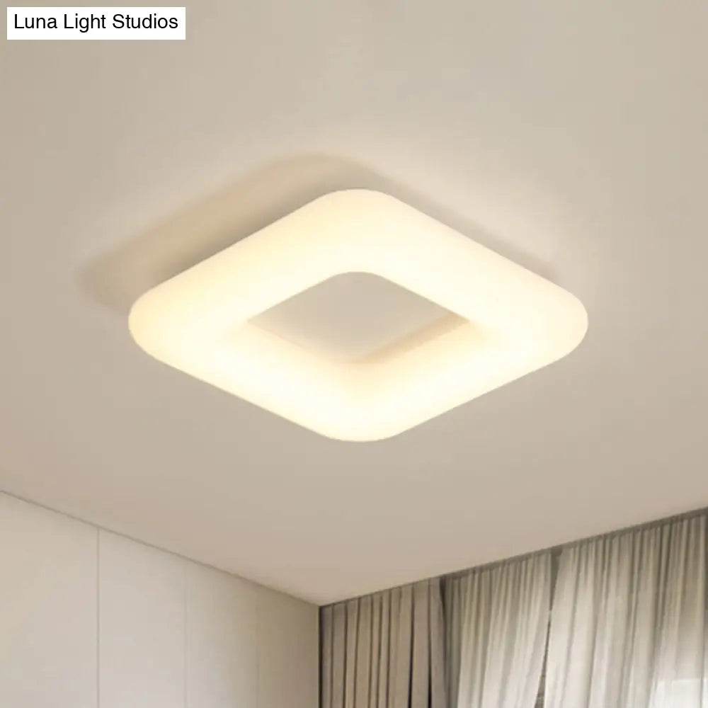 Modern White Led Ceiling Lamp For Bedroom - Acrylic Square Flush Mount Available In 3 Sizes