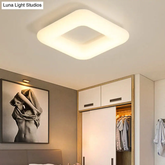 Modern White Led Ceiling Lamp For Bedroom - Acrylic Square Flush Mount Available In 3 Sizes