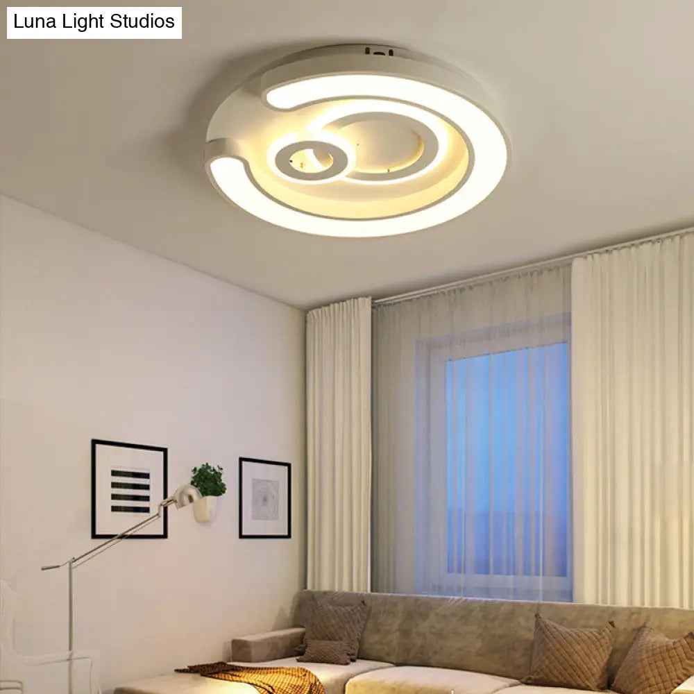 Modern White Led Ceiling Lamp For Bedroom Study Room With Acrylic Round Fixture