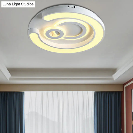 Modern White Led Ceiling Lamp For Bedroom Study Room With Acrylic Round Fixture / B
