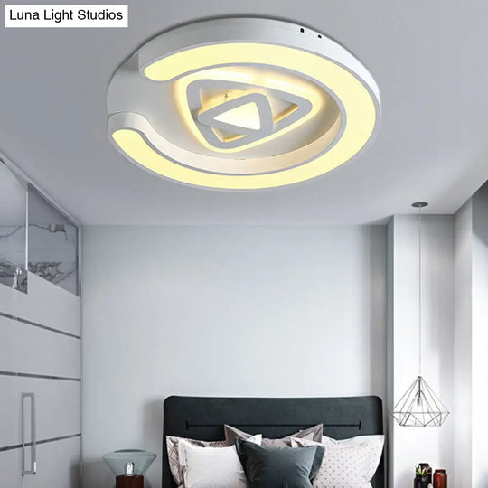 Modern White Led Ceiling Lamp For Bedroom Study Room With Acrylic Round Fixture / D