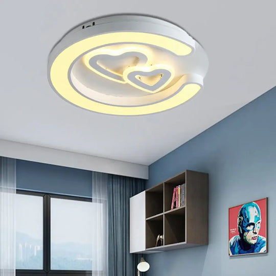 Modern White Led Ceiling Lamp For Bedroom Study Room With Acrylic Round Fixture / A