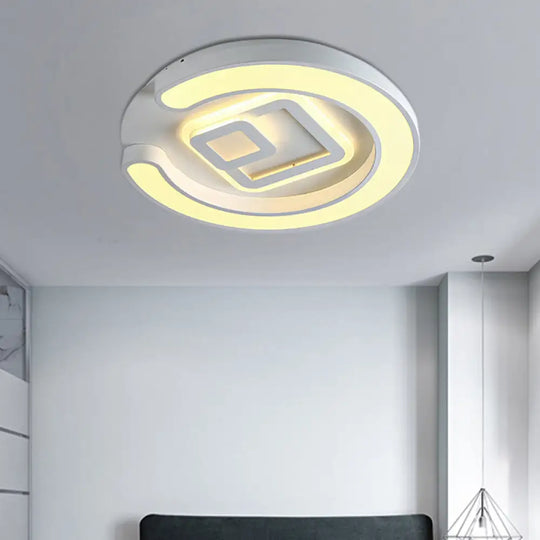 Modern White Led Ceiling Lamp For Bedroom Study Room With Acrylic Round Fixture / C