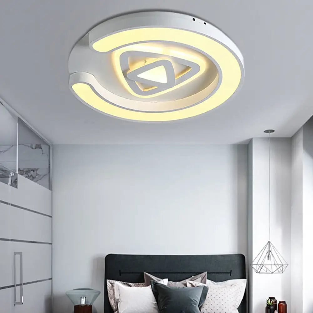 Modern White Led Ceiling Lamp For Bedroom Study Room With Acrylic Round Fixture / D