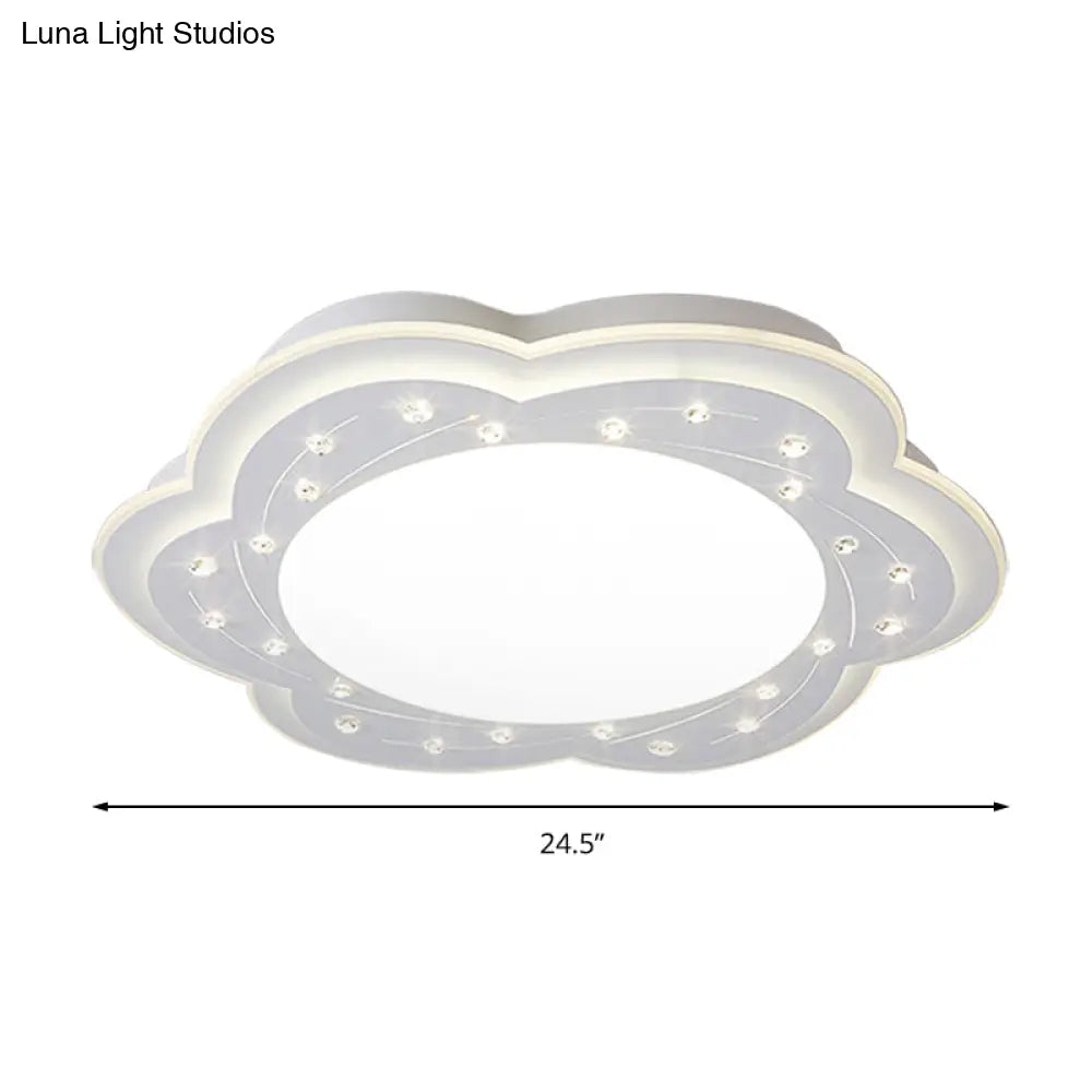 Modern White Led Ceiling Lamp With Crystal Bead Accents For Hallway