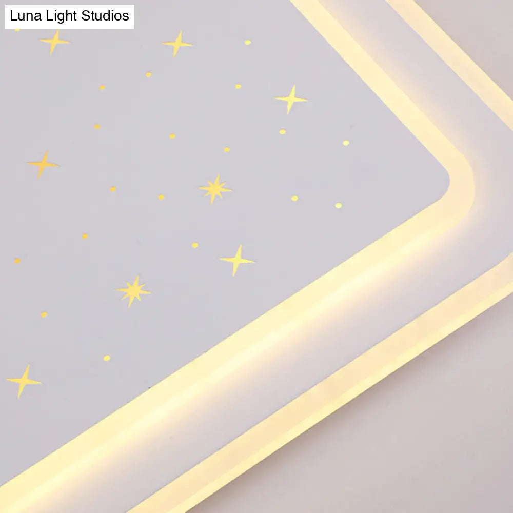 Modern White Led Ceiling Lamp With Curved Starry Sky Design Flush Lighting - 19’/35.5’ W