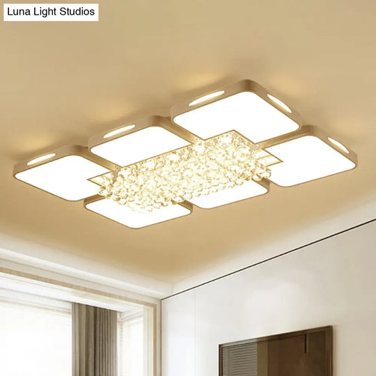 Modern White Led Ceiling Light With Crystal Ball - 23.5/35.5 W / 23.5 Warm