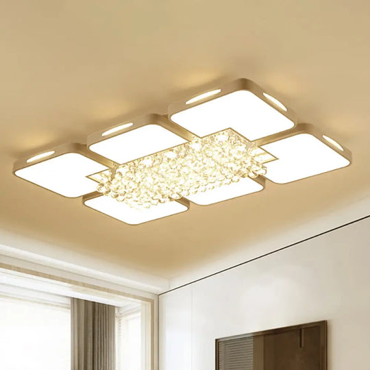 Modern White Led Ceiling Light With Crystal Ball - 23.5’/35.5’ W / 23.5’ Warm