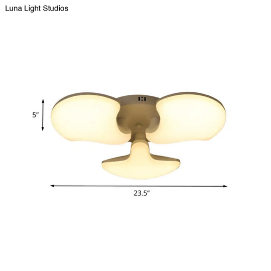 Modern White Led Ceiling Mounted Fixture With 3/5 Heads Shell Acrylic Shade - 23.5/27.5 Wide