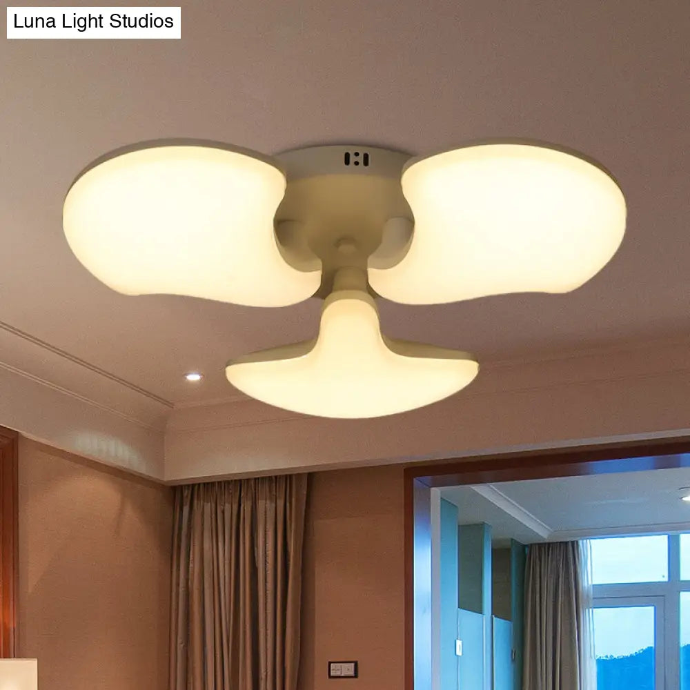 Modern White Led Ceiling Mounted Fixture With 3/5 Heads Shell Acrylic Shade - 23.5/27.5 Wide / 23.5