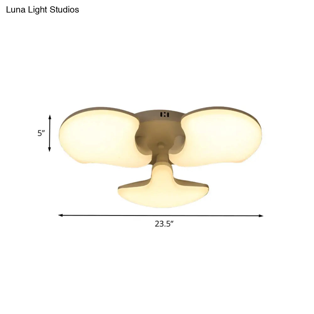 Modern White Led Ceiling Mounted Fixture With 3/5 Heads Shell Acrylic Shade - 23.5’/27.5’ Wide