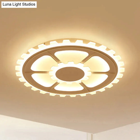 Modern White Led Flower Ceiling Light For Kids Bedroom / 16.5