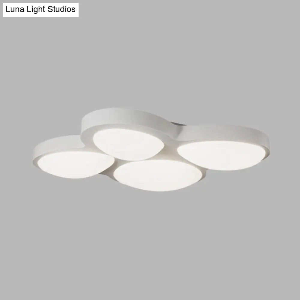 Modern White Led Flush Ceiling Light With Acrylic Shade - 4 Heads