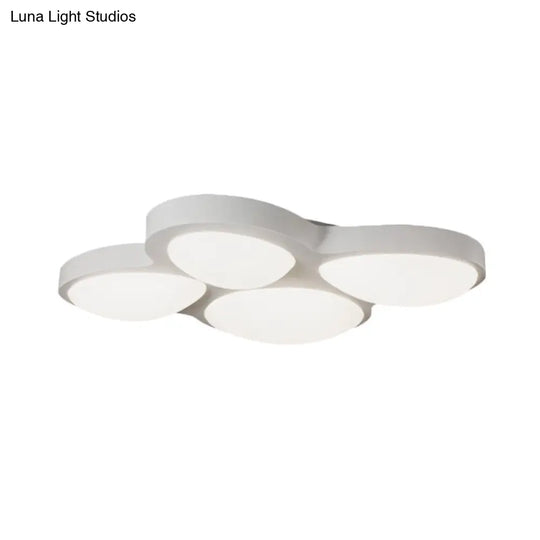 Modern White Led Flush Ceiling Light With Acrylic Shade - 4 Heads