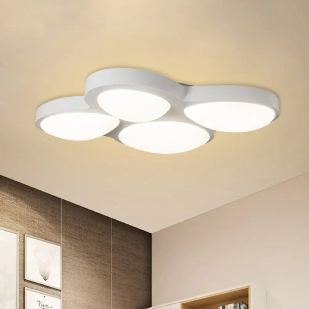 Modern White Led Flush Ceiling Light With Acrylic Shade - 4 Heads