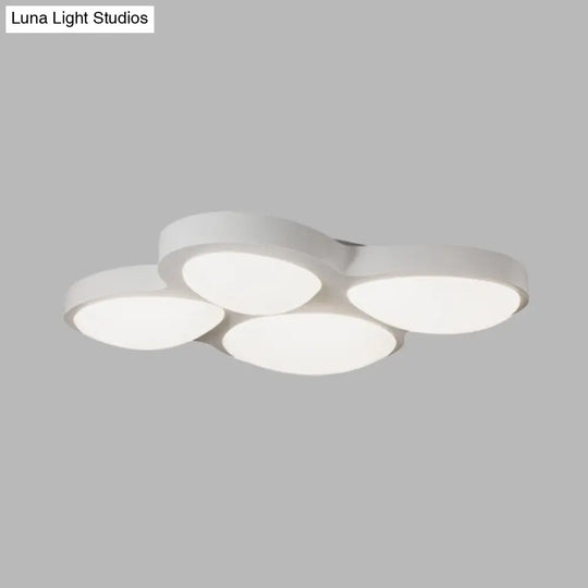 Modern White Led Flush Ceiling Light With Acrylic Shade - 4 Heads