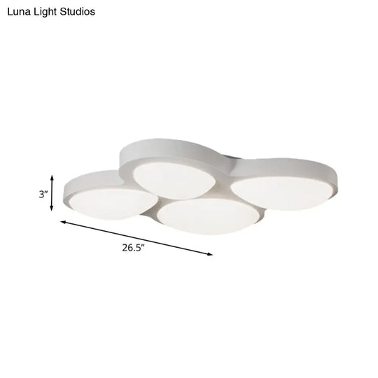 Modern White Led Flush Ceiling Light With Acrylic Shade - 4 Heads