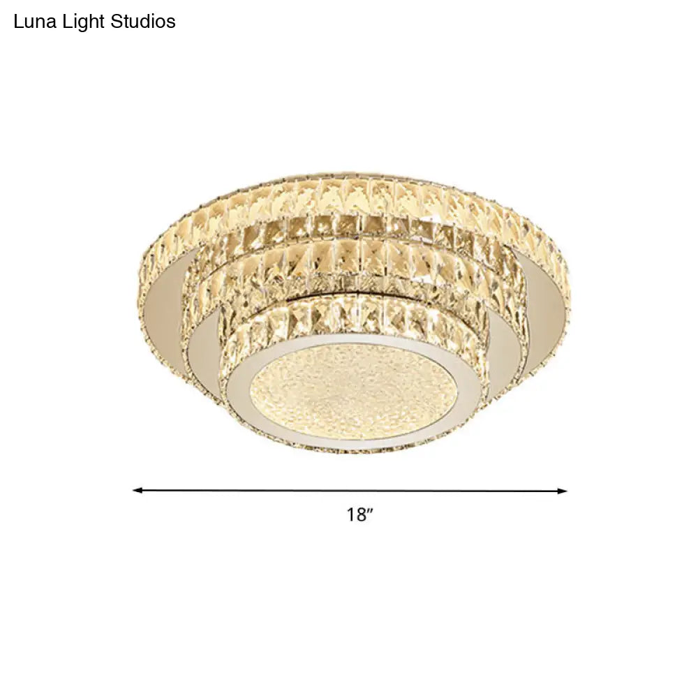 Modern White Led Flush Light Fixture - 18’/21.5’ Three - Tiered Design