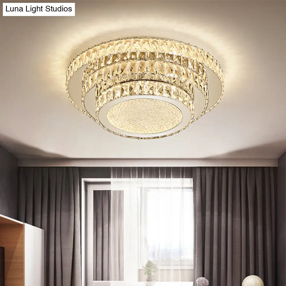 Modern White Led Flush Light Fixture - 18/21.5 Three-Tiered Design / 18 Warm
