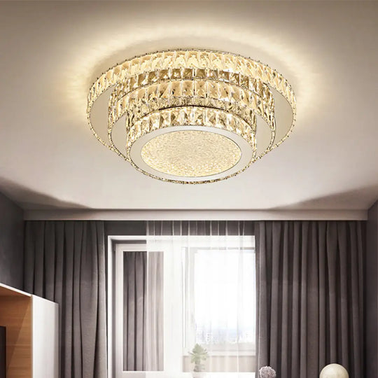 Modern White Led Flush Light Fixture - 18’/21.5’ Three - Tiered Design / 18’ Warm