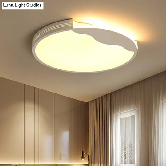 Modern White Led Flush Mount Ceiling Light Fixture With Acrylic Shade Warm/White Lighting 16/19.5