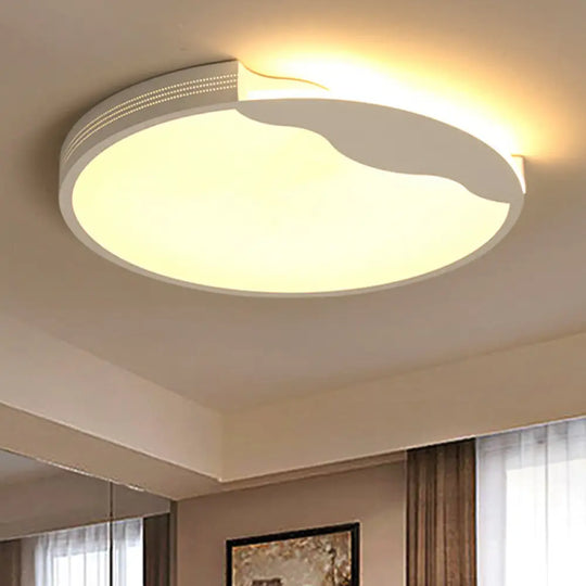 Modern White Led Flush Mount Ceiling Light Fixture With Acrylic Shade – Warm/White Lighting