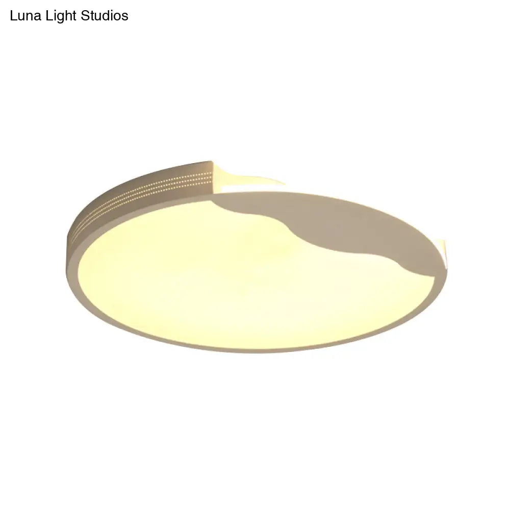 Modern White Led Flush Mount Ceiling Light Fixture With Acrylic Shade Warm/White Lighting 16/19.5