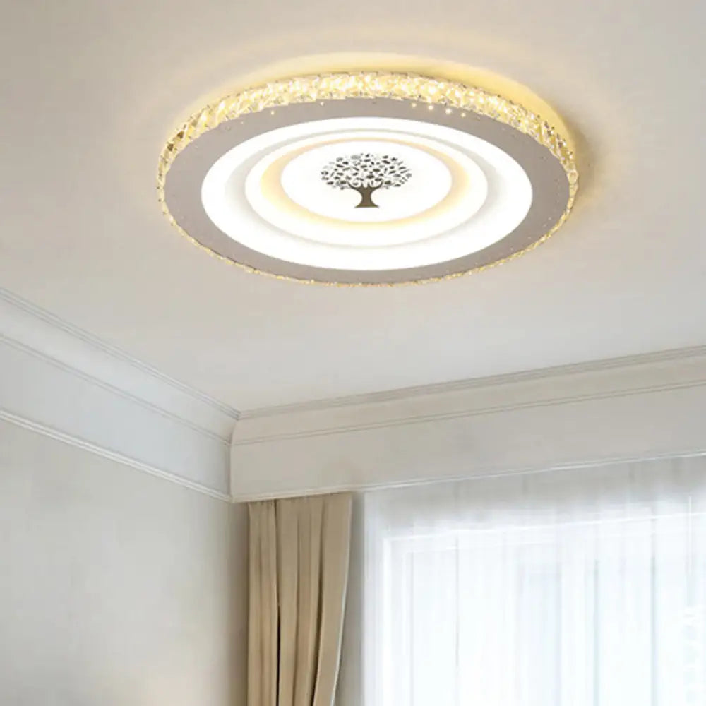 Modern White Led Flush Mount Ceiling Light For Bedrooms - 10’/19.5’ Wide Acrylic Fixture / 10’