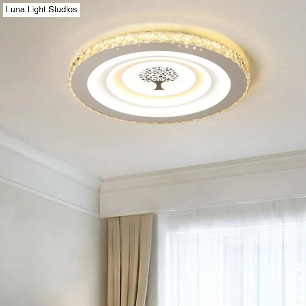 Modern White Led Flush Mount Ceiling Light For Bedrooms - 10/19.5 Wide Acrylic Fixture / 10