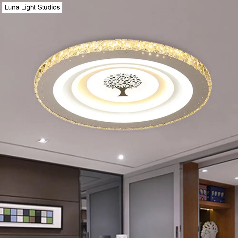 Modern White Led Flush Mount Ceiling Light For Bedrooms - 10/19.5 Wide Acrylic Fixture