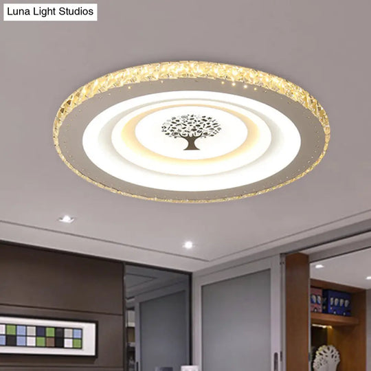 Modern White Led Flush Mount Ceiling Light For Bedrooms - 10/19.5 Wide Acrylic Fixture