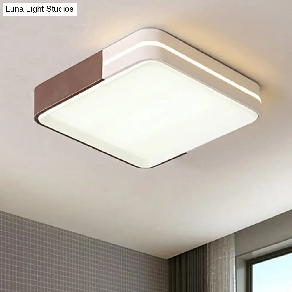 Modern White Led Flush Mount Ceiling Light For Living Room Square/Rectangular Acrylic Shade 19/38