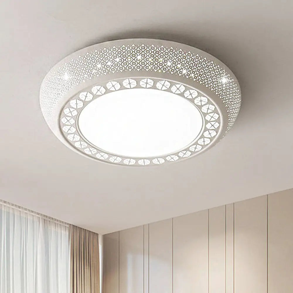 Modern White Led Flush Mount Ceiling Light With Acrylic Cover