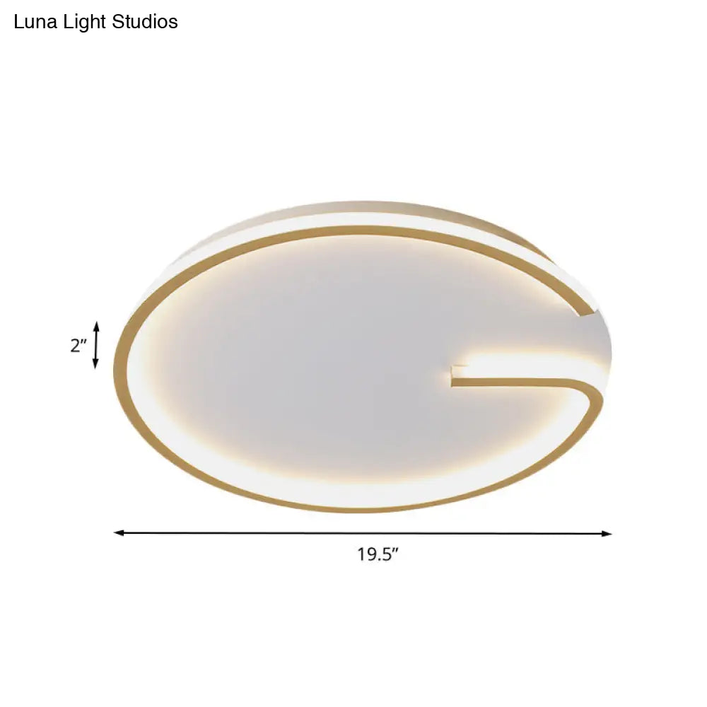 Modern White Led Flush Mount Lamp - Round Acrylic Bedroom Light 16’/19.5’ Dia G - Pattern Warm/White