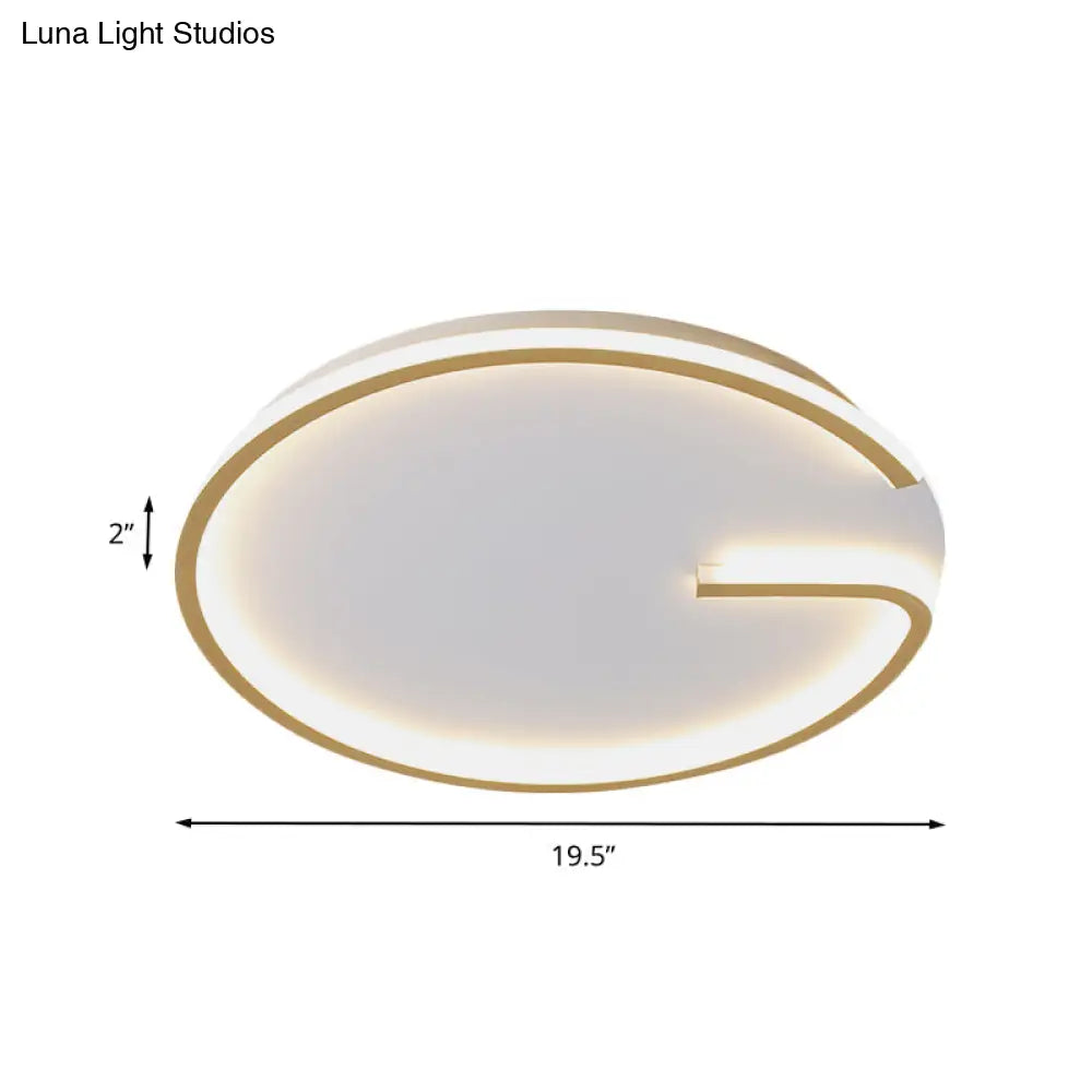 Modern White Led Flush Mount Lamp - Round Acrylic Bedroom Light 16/19.5 Dia G-Pattern Warm/White