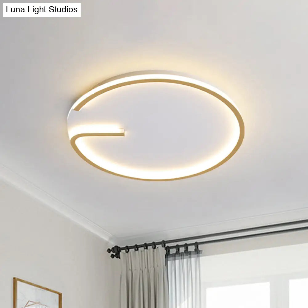 Modern White Led Flush Mount Lamp - Round Acrylic Bedroom Light 16/19.5 Dia G-Pattern Warm/White /