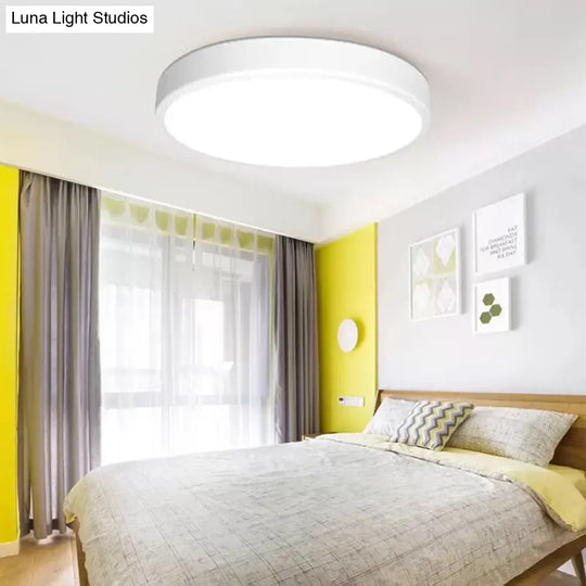 Modern White Led Flush Mount Light - Ultra Thin Ceiling Lighting With Acrylic Shade For Bedroom / 12