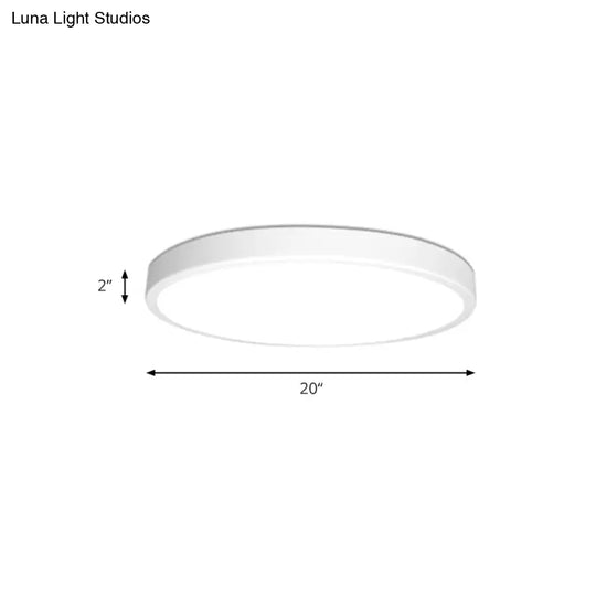 Modern White Led Flush Mount Light - Ultra Thin Ceiling Lighting With Acrylic Shade For Bedroom
