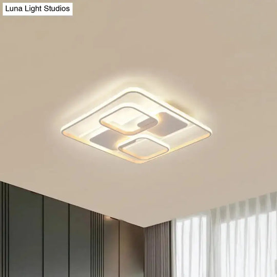 Modern White Led Flushmount Ceiling Light Warm/White 19.5’/23.5’ Wide