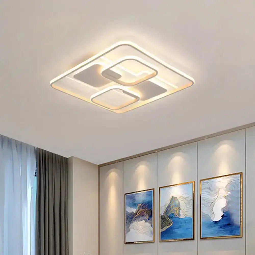 Modern White Led Flushmount Ceiling Light Warm/White 19.5’/23.5’ Wide / 19.5’