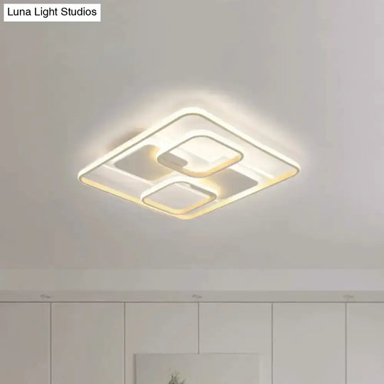 Modern White Led Flushmount Ceiling Light Warm/White 19.5’/23.5’ Wide