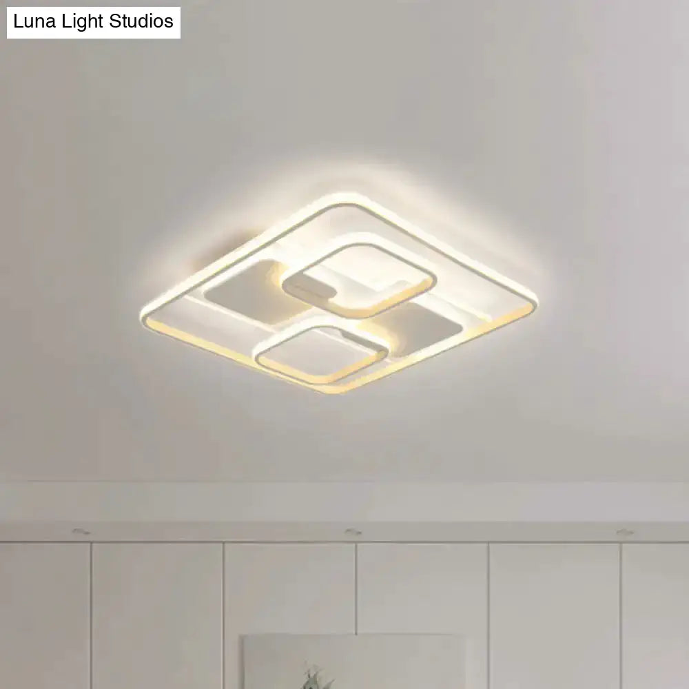 Modern White Led Flushmount Ceiling Light Warm/White 19.5’/23.5’ Wide