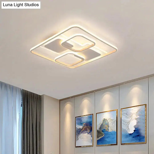 Modern White Led Flushmount Ceiling Light Warm/White 19.5’/23.5’ Wide