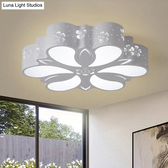 Modern White Led Flushmount Petal Light For Bedroom Ceiling